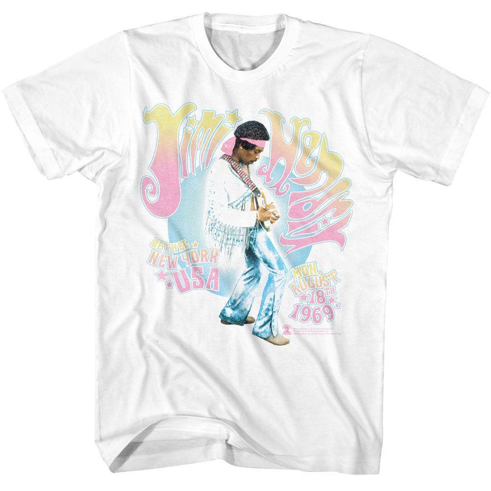 Jimi Hendrix Bethel Ny 1969 White Adult T Shirt